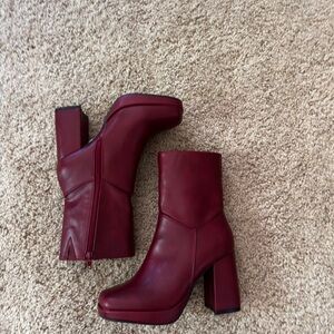 Burgundy Ankle Platform Boots